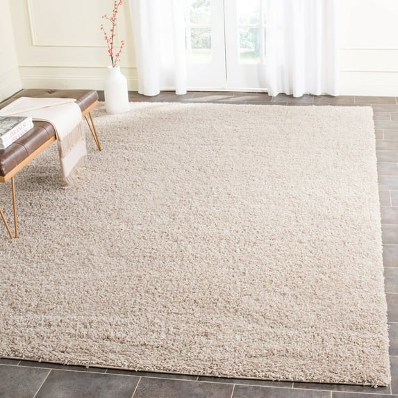 SAFAVIEH Laguna Neven Plush Solid Shag Area Rug, Sand, 6'7" x 9'6"