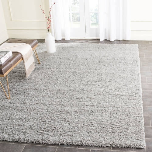 SAFAVIEH Laguna Neven Plush Solid Shag Area Rug, Silver, 5'3" x 7'6"