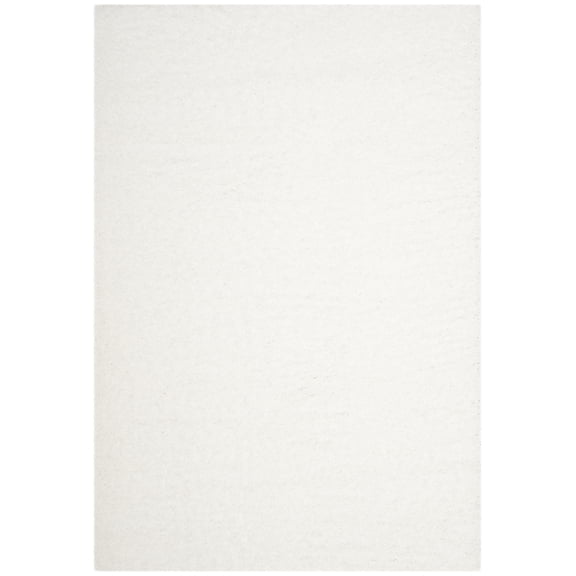 SAFAVIEH Laguna Neven Plush Solid Shag Area Rug, White, 5'3" x 7'6"