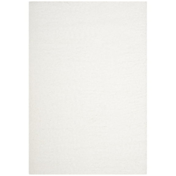 SAFAVIEH Laguna Neven Plush Solid Shag Area Rug, White, 6'7" x 6'7" Round