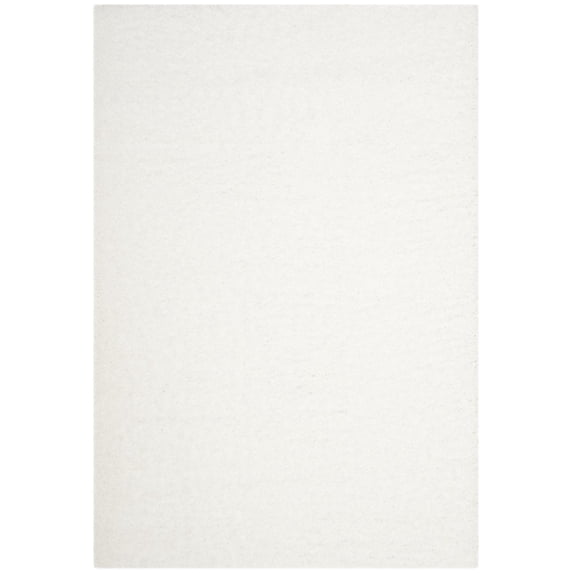 SAFAVIEH Laguna Neven Plush Solid Shag Area Rug, White, 6'7" x 6'7" Round