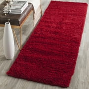 SAFAVIEH Laguna Neven Plush Solid Shag Runner Rug, Red, 2'3" x 6'