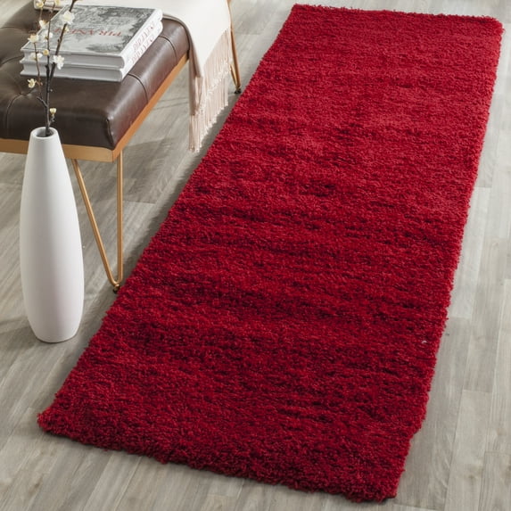 SAFAVIEH Laguna Neven Plush Solid Shag Runner Rug, Red, 2'3" x 6'