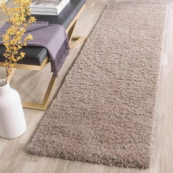 SAFAVIEH Laguna Neven Plush Solid Shag Runner Rug, Sand, 2'3" x 8'