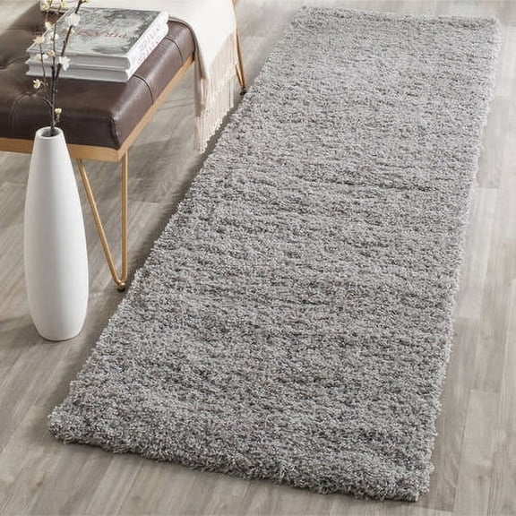 SAFAVIEH Laguna Neven Plush Solid Shag Runner Rug, Silver, 2'3" x 8'