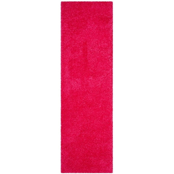 SAFAVIEH Laguna Neven Solid Shag Area Rug, Red, 5'3" x 5'3" Round