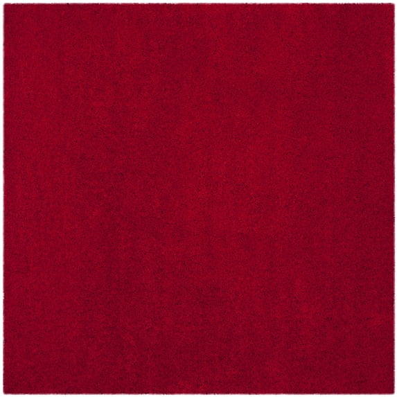 SAFAVIEH Laguna Neven Solid Shag Area Rug, Red, 5'3" x 5'3" Square