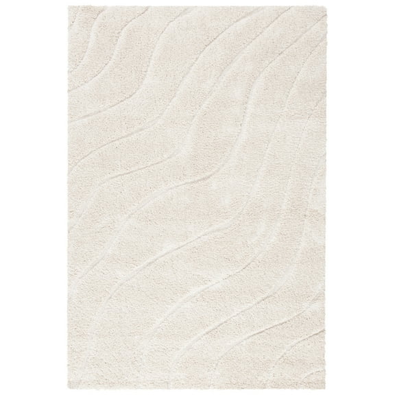 SAFAVIEH Laguna Shag Celinda Solid Area Rug, Cream, 5'1" x 7'6"