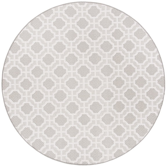 SAFAVIEH Lakeside Augustine Geometric Indoor/Outdoor Area Rug, Beige/Taupe, 6'7" x 6'7" Round