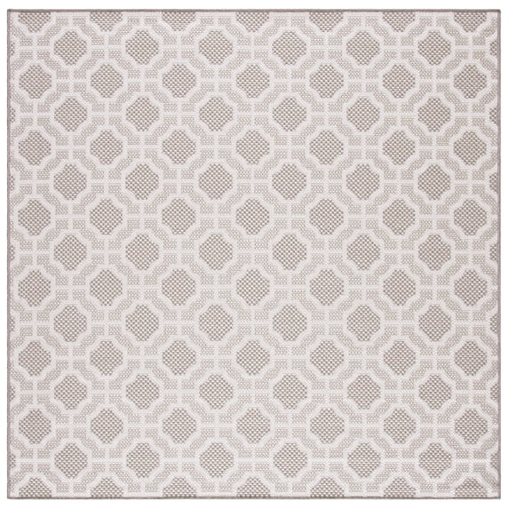 SAFAVIEH Lakeside Augustine Geometric Indoor/Outdoor Area Rug, Beige/Taupe, 6'7" x 6'7" Square