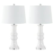 SAFAVIEH Lamber 26 in. Modern Art Table Lamps, Ivory, Set of 2
