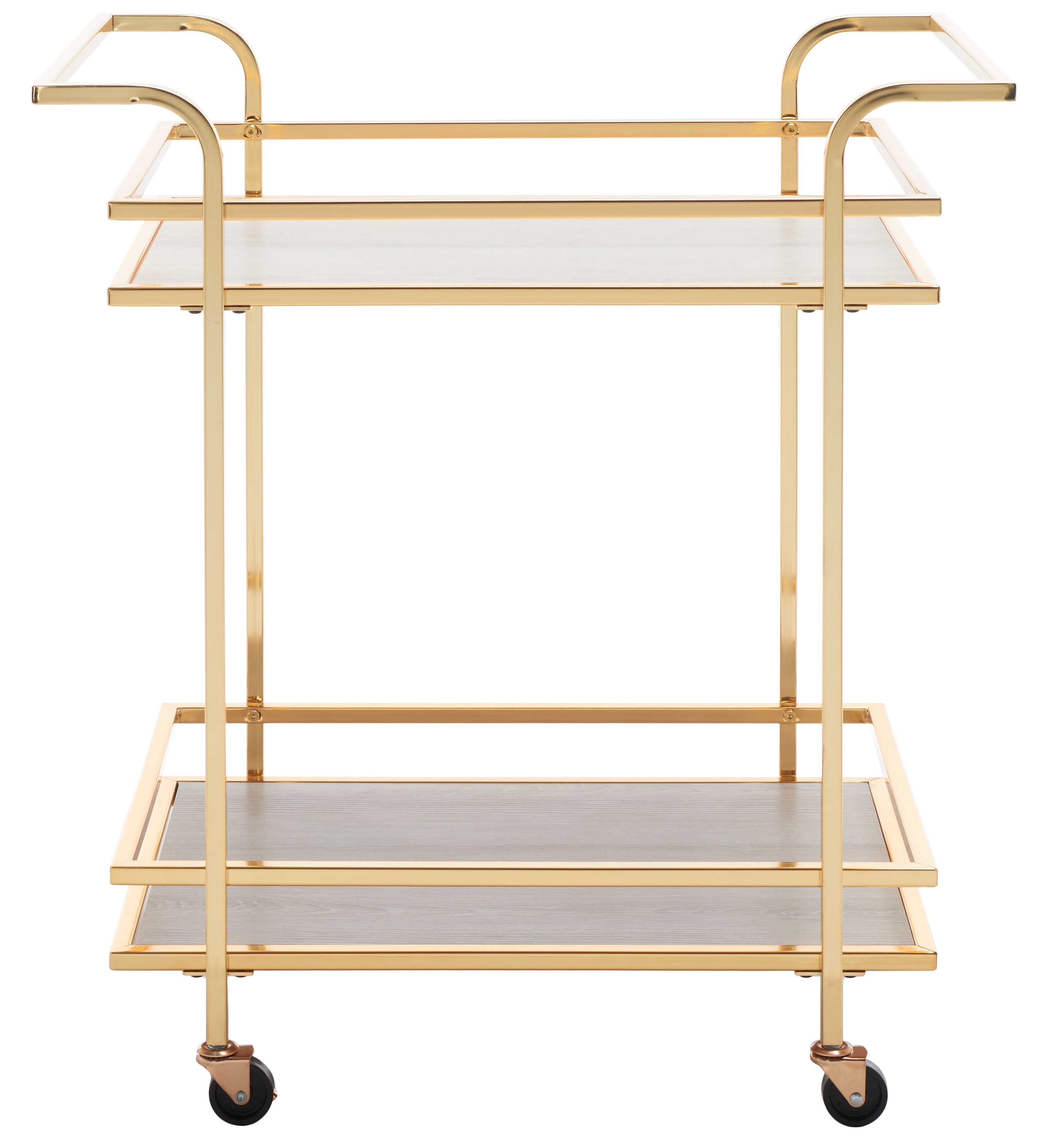 Lameris 33" Polished Gold and Grey 2-Tier Bar Cart with Handles