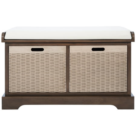 SAFAVIEH Landers 2 Drawer Storage Bench with Cushion, Brown