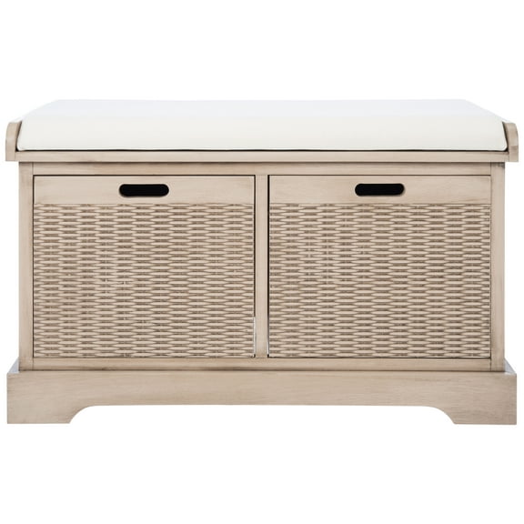 SAFAVIEH Landers 2 Drawer Storage Bench with Cushion, Sand