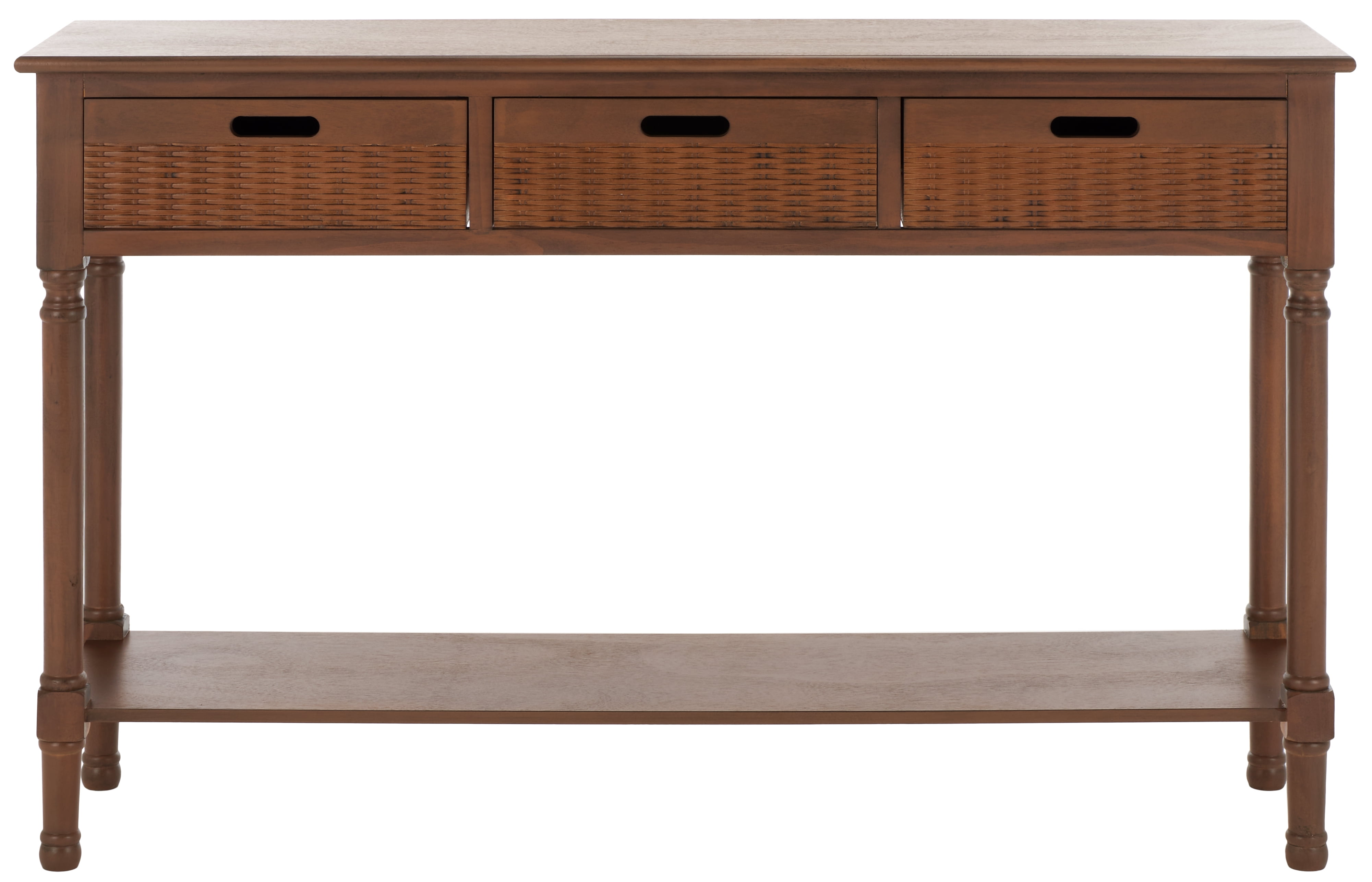 Landers Brown Wood and Metal 3-Drawer Console Table