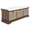 thumbnail image 1 of SAFAVIEH Landers 3 Drawer Storage Bench with Cushion, Brown, 1 of 16