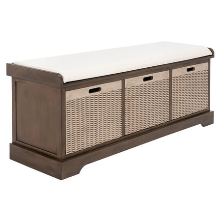SAFAVIEH Landers 3 Drawer Storage Bench with Cushion, Brown
