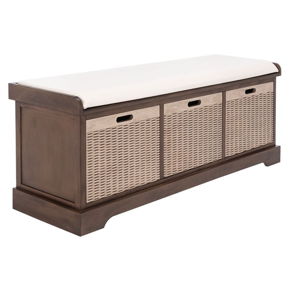 SAFAVIEH Landers 3 Drawer Storage Bench with Cushion, Brown