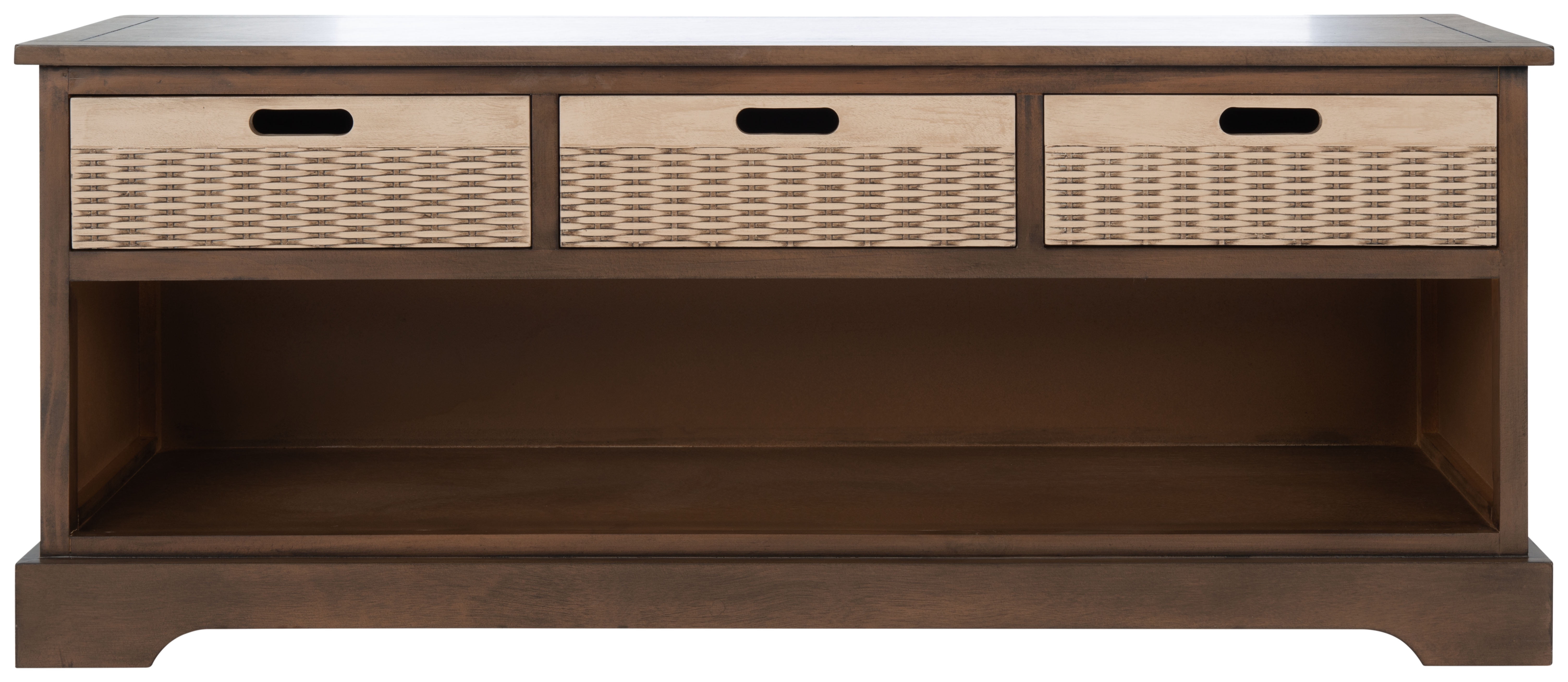 Classic Farmhouse 3-Drawer Warm Brown Storage Bench