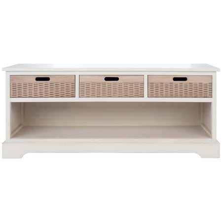 SAFAVIEH Landers Solid Classic 3 Drawer Storage Bench, Distressed White