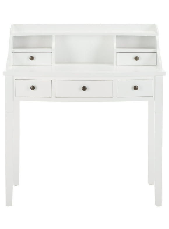 SAFAVIEH Landon Solid Contemporary White 5 Drawer Writing Desk (36.2 in. W x 19.1 in. D x 40.5 in. H)