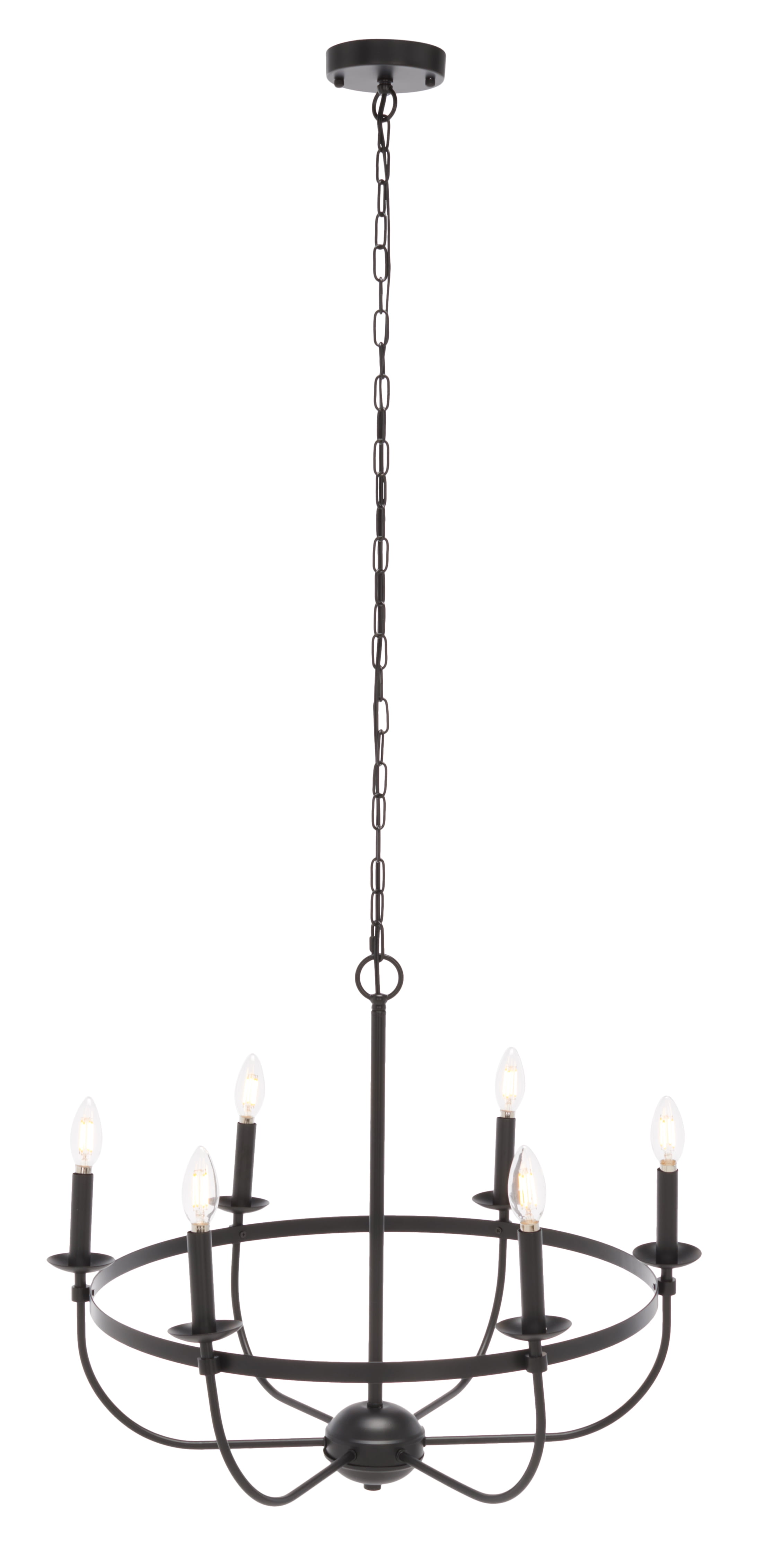 Lannan 23" Black Steel Chandelier with Faux Candle Lights