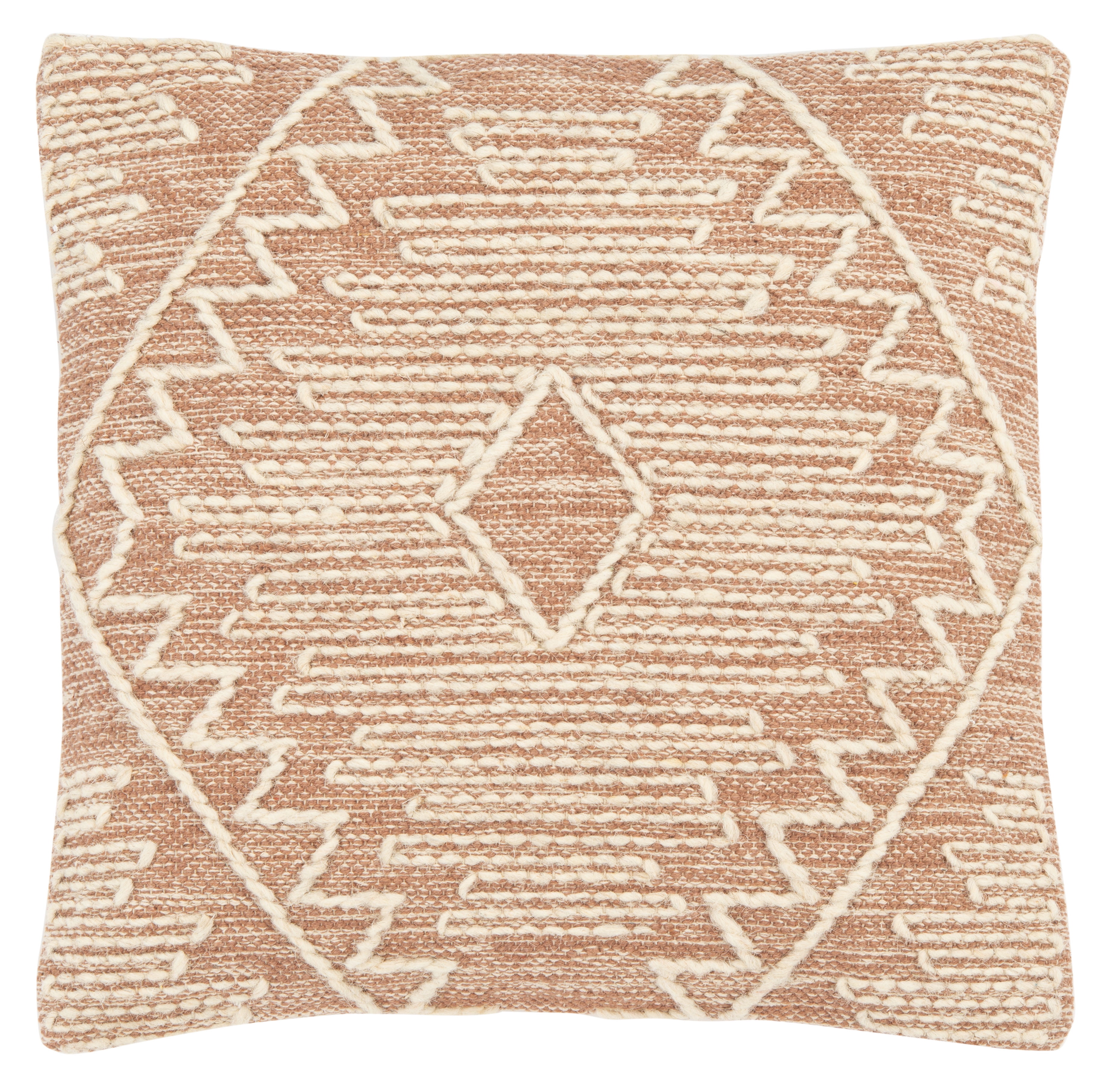 Peach and Cream Southwestern Boho 18" Square Pillow