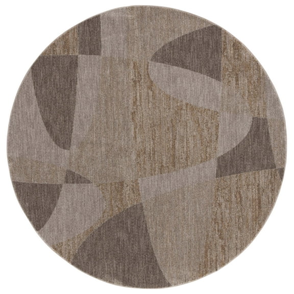 SAFAVIEH Lasa Caroline Abstract Polyester Area Rug, Taupe/Gold, 4' x 4' Round