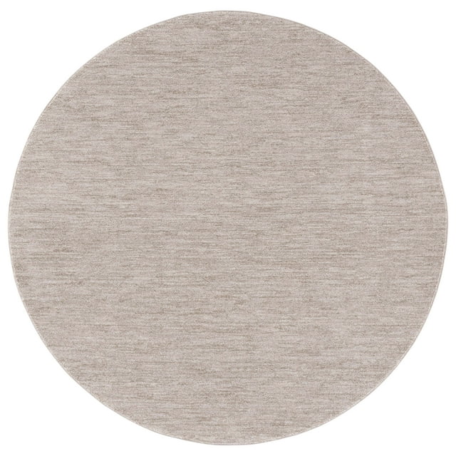 SAFAVIEH Lasa Magdalena Solid Polyester Area Rug, Beige, 6'7" x 6'7" Round
