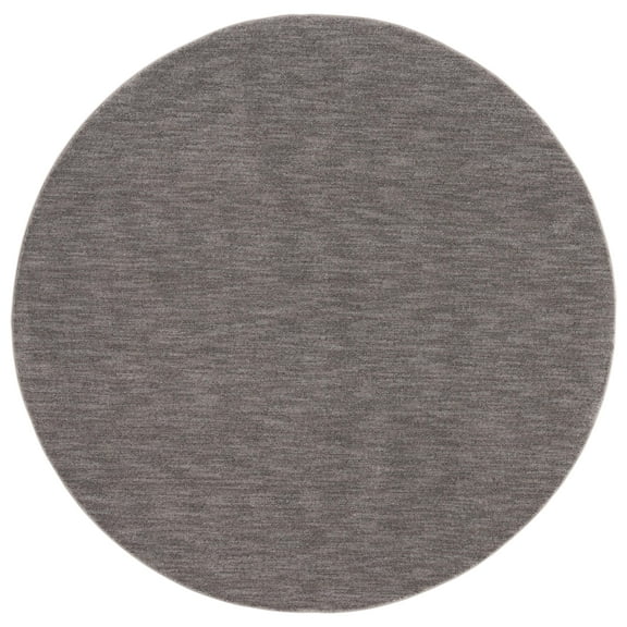 SAFAVIEH Lasa Tranter Solid Polyester Area Rug, Grey, 6'7" x 6'7" Round