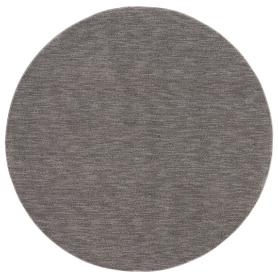 SAFAVIEH Lasa Tranter Solid Polyester Area Rug, Grey, 6'7" x 6'7" Round