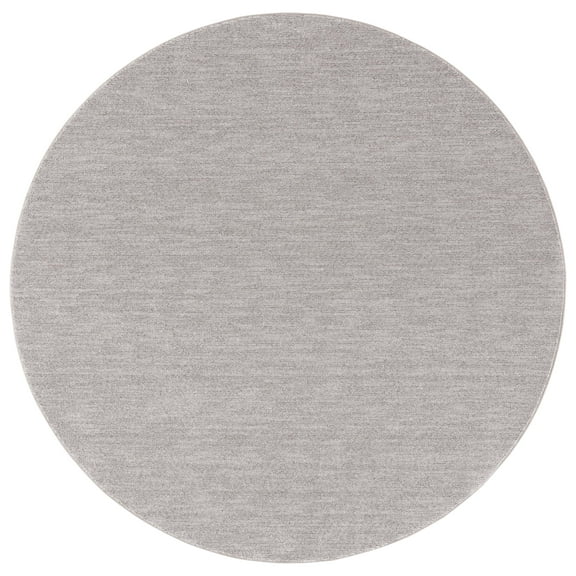 SAFAVIEH Lasa Tranter Solid Polyester Area Rug, Light Grey, 4' x 4' Round
