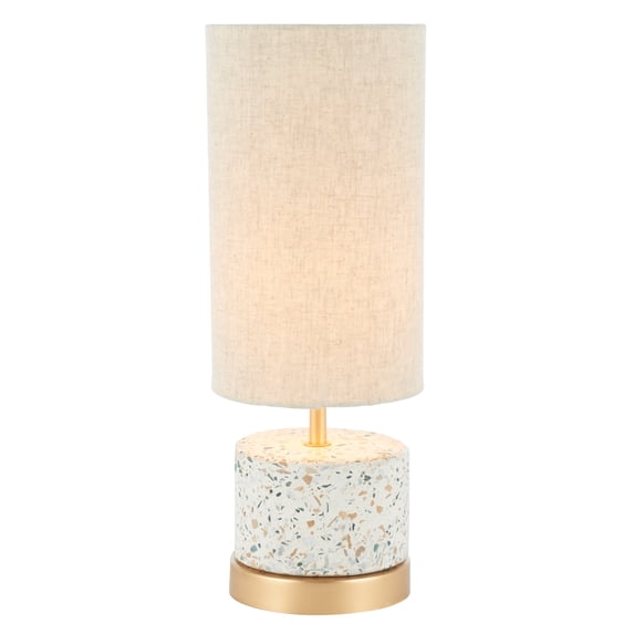 SAFAVIEH Laszlo 16 in. Glam Natural Concrete Table Lamp with Off-white Linen Shade