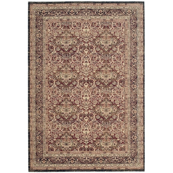 SAFAVIEH Lavar Kerman Brad Traditional Area Rug, Red/Navy, 5'1" x 7'6"