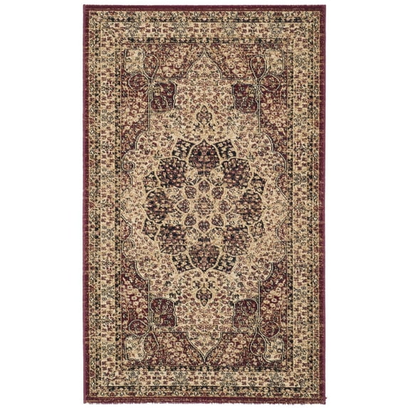 SAFAVIEH Lavar Kerman Nathan Border Area Rug, Cream/Red, 3' x 5'