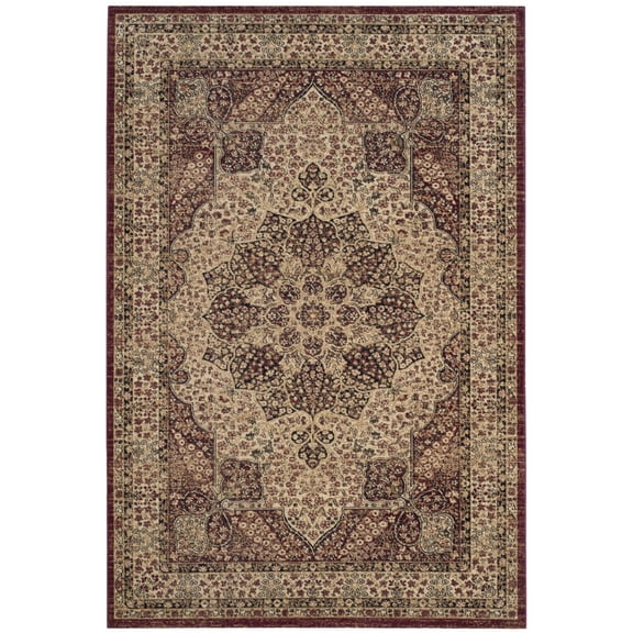 SAFAVIEH Lavar Kerman Nathan Border Area Rug, Cream/Red, 5'1" x 7'6"
