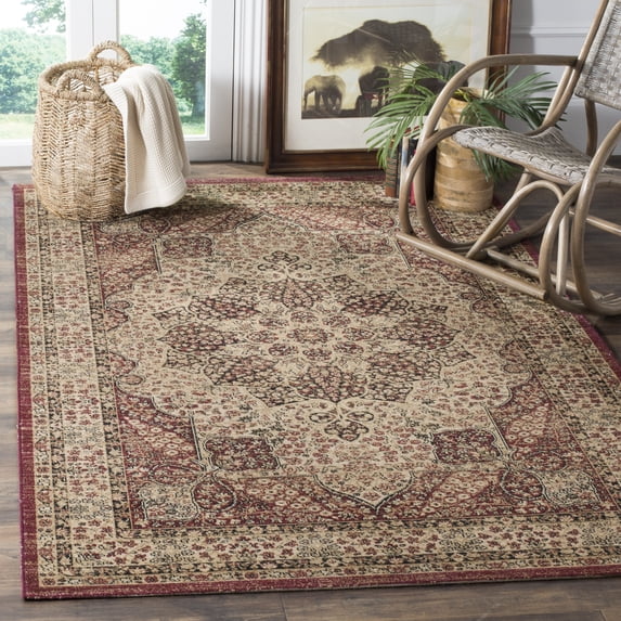 Safavieh Lavar Kerman Kerman Bordered Area Rug, Creme/Red, 5'1" x 7'6"