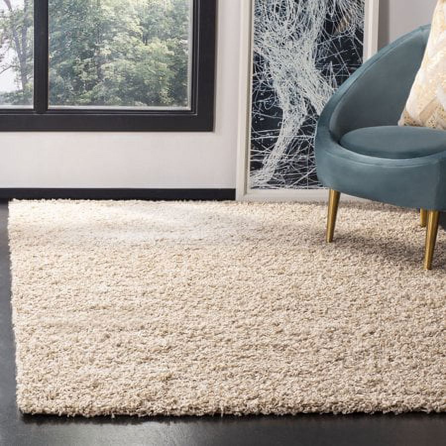 SAFAVIEH Lavena Solid Plush Shag Area Rug, Beige, 5'1" x 7'6"