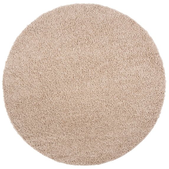 SAFAVIEH Lavena Solid Plush Shag Area Rug, Beige, 6'7" x 6'7" Round
