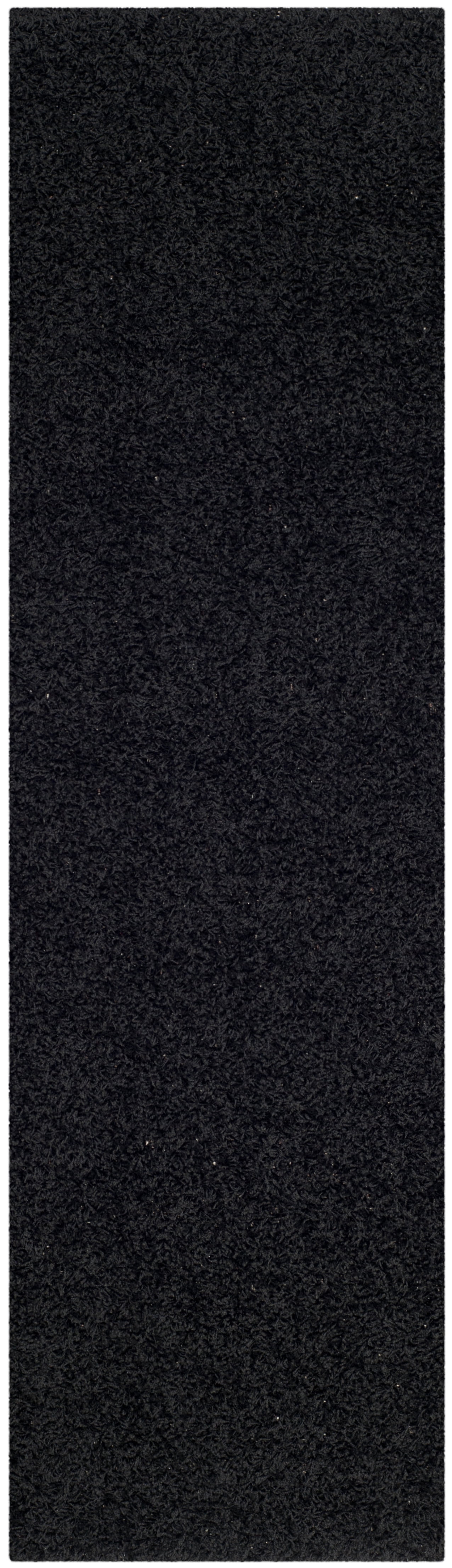 SAFAVIEH Lavena Solid Plush Shag Runner Rug, Black, 2'3" x 8'