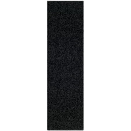 SAFAVIEH Lavena Solid Plush Shag Runner Rug, Black, 2'3" x 8'