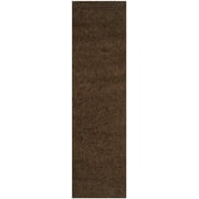 SAFAVIEH Lavena Solid Plush Shag Runner Rug, Brown, 2'3\" x 8'