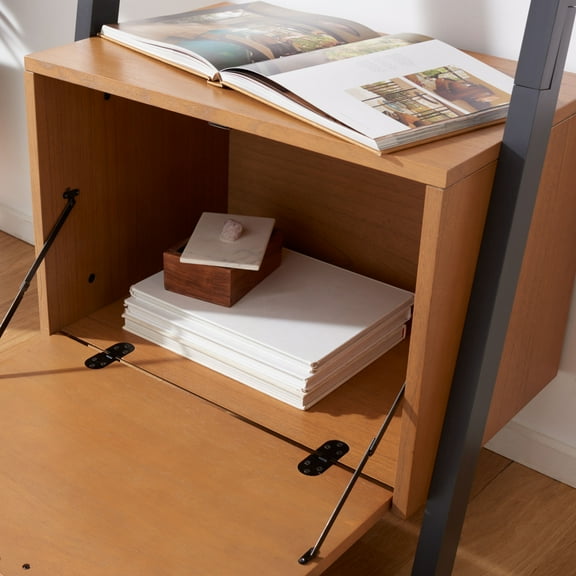 SAFAVIEH Lavina 3-Shelf 1 Door Etagere Natural / Charcoal