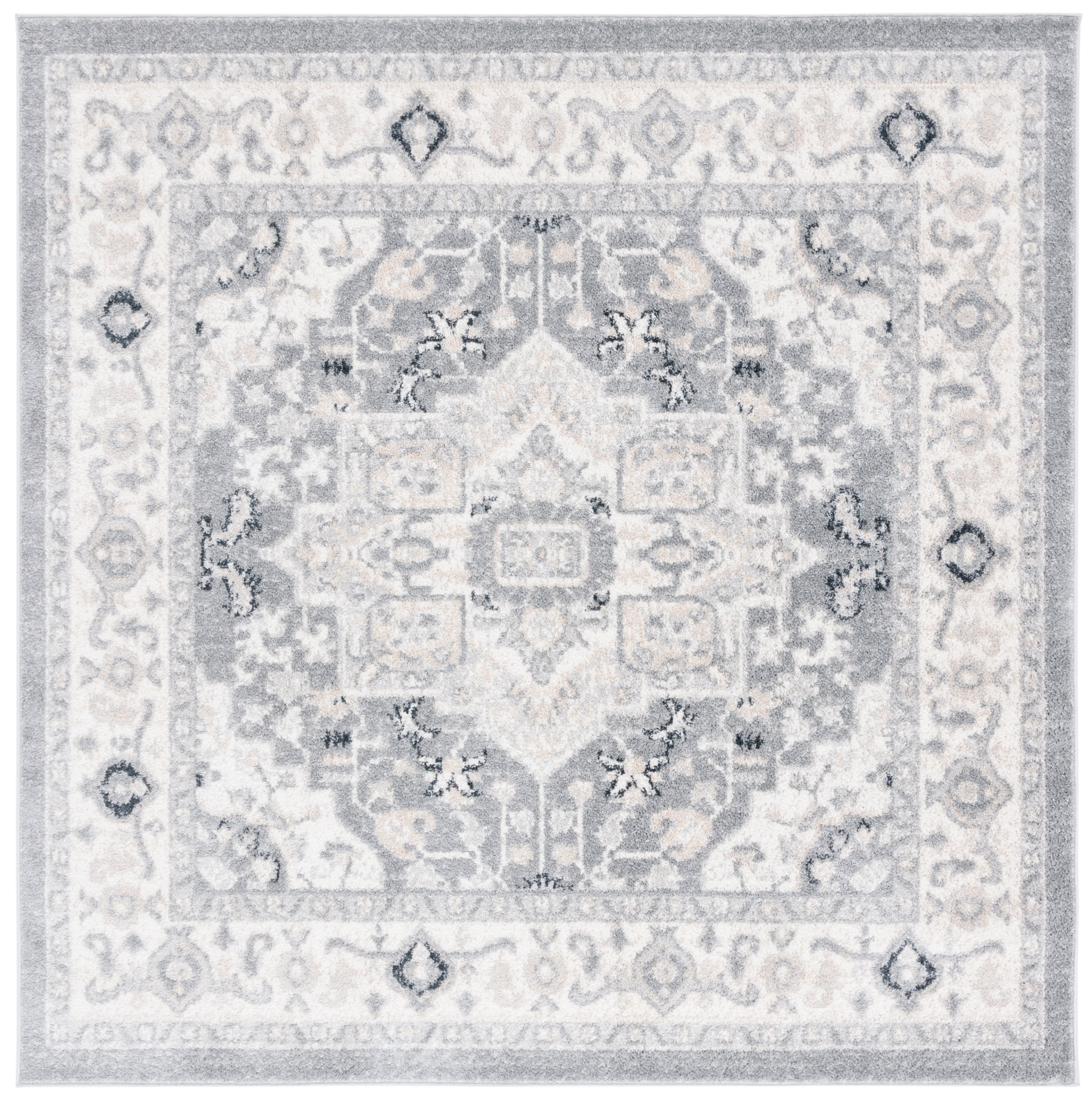 SAFAVIEH Layla Darrell Oriental Area Rug, Ivory Grey/Charcoal, 6'7