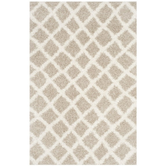 SAFAVIEH Layla Geometric Plush Shag Area Rug, Beige/Ivory, 8' x 10'