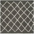 thumbnail image 1 of SAFAVIEH Layla Geometric Plush Shag Area Rug, Dark Grey/Ivory, 6' x 6' Square, 1 of 5