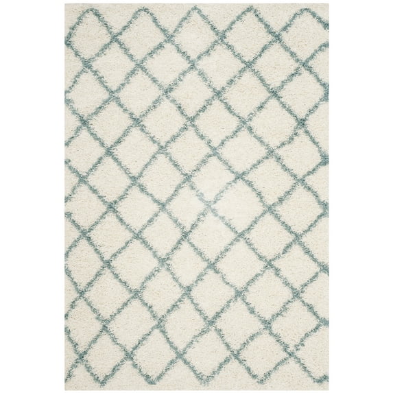 SAFAVIEH Layla Geometric Plush Shag Area Rug, Ivory/Seafoam, 8' x 10'