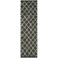 thumbnail image 1 of SAFAVIEH Layla Geometric Plush Shag Runner Rug, Dark Grey/Ivory, 2'3" x 8', 1 of 5