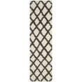 thumbnail image 1 of SAFAVIEH Layla Geometric Plush Shag Runner Rug, Ivory/Dark Grey, 2'3" x 8', 1 of 6