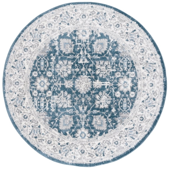 SAFAVIEH Layla Ifrit Oriental Area Rug, Blue/Ivory Grey, 6'7" x 6'7" Round